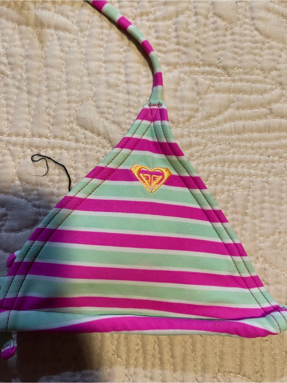 Roxy Pink and Mint Striped Bikini Set
